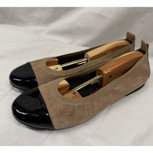 Abro Italy Women's Luxury Brand Tan and Black Suede Leather Ballet Flats EU39/